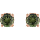 14K Rose 3 mm Natural Green Tourmaline Earrings